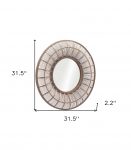 Homeroots - 32" Brown Round Accent Mirror