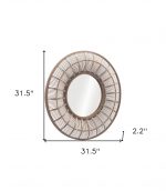 Homeroots - 32" Brown Round Accent Mirror - Image 9