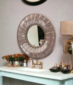 Homeroots - 32" Brown Round Accent Mirror - Image 2