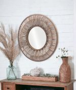 Homeroots - 32" Brown Round Accent Mirror
