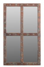 Homeroots - 60" Wood Brown Rustic Solid Wood Window Pane Framed Accent Mirror - Image 2