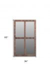 Homeroots - 60" Wood Brown Rustic Solid Wood Window Pane Framed Accent Mirror
