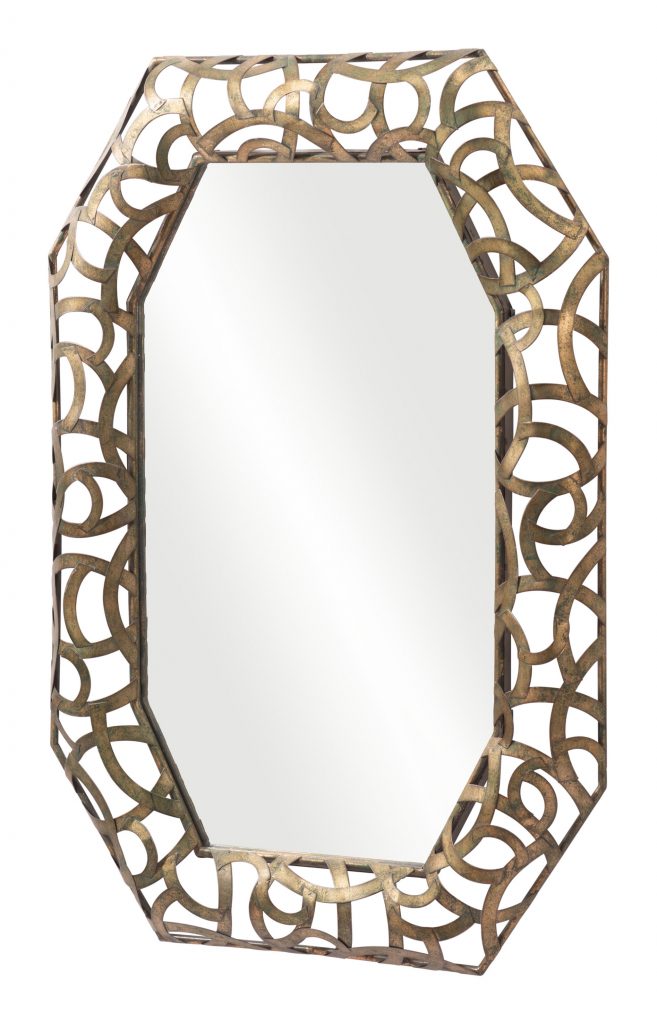 Homeroots - 35" Bronze Octagonal Steel Framed Accent Mirror
