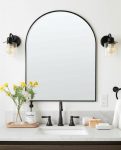 Homeroots - 39" Black Arch Metal Framed Bathroom Vanity Mirror