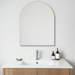 Homeroots - 39" Silver Arch Metal Framed Bathroom Vanity Mirror