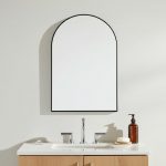 Homeroots - 39" Black Arch Metal Framed Bathroom Vanity Mirror
