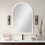 Homeroots - 38" Clear Arch Unframed LED Lighted Bathroom Vanity Mirror