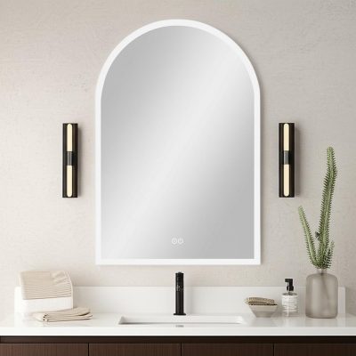 Homeroots - 38" Clear Arch Unframed LED Lighted Bathroom Vanity Mirror