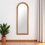 Homeroots - 66" Natural Solid Wood Arch Framed Full Length Mirror - Image 2
