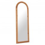 Homeroots - 66" Natural Solid Wood Arch Framed Full Length Mirror