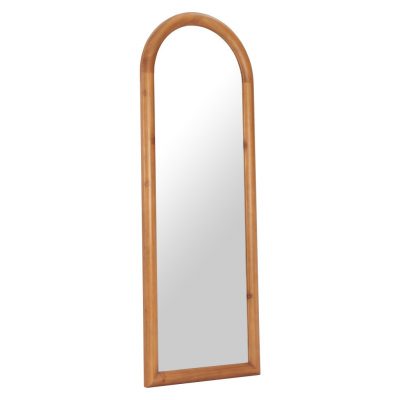 Homeroots - 66" Natural Solid Wood Arch Framed Full Length Mirror
