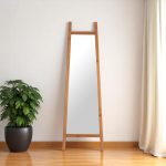 Homeroots - 70" Natural Solid Wood Leaning Geometric Framed Standing Mirror - Image 2
