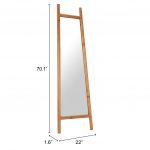 Homeroots - 70" Natural Solid Wood Leaning Geometric Framed Standing Mirror - Image 8
