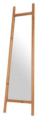 Homeroots - 70" Natural Solid Wood Leaning Geometric Framed Standing Mirror