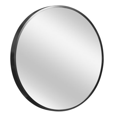 Homeroots - 20" Black Round Aluminum Framed Bathroom Vanity Mirror