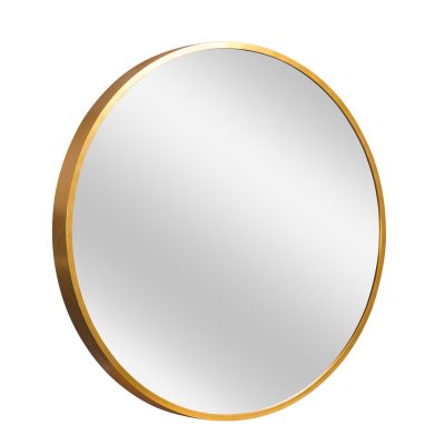 Homeroots - 20" Gold Round Aluminum Framed Bathroom Vanity Mirror