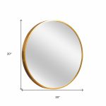 Homeroots - 20" Gold Round Aluminum Framed Bathroom Vanity Mirror - Image 8