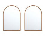 Homeroots - Set of Two Walnut Arch Wood Framed Bathroom Vanity Mirrors - Image 3