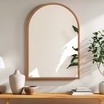 Homeroots - Set of Two Walnut Arch Wood Framed Bathroom Vanity Mirrors - Image 9