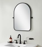 Homeroots - 32" Black Iron Arch Tilting Framed Bathroom Vanity Mirror