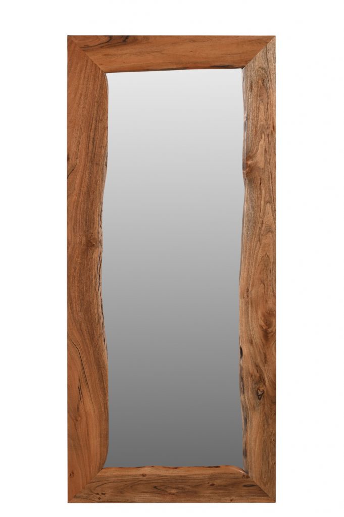 Homeroots - 32" Brown Live Edge Solid Wood Full Length Hanging Mirror