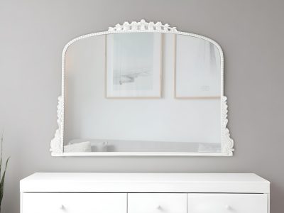 Homeroots - 35" White Arch Framed Accent Mirror