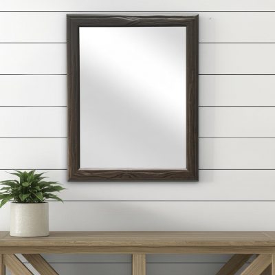 Homeroots - 20" Black Solid Wood Accent Mirror