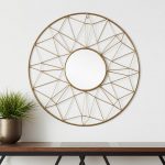 Homeroots - 32" Gold Metal Round Accent Mirror