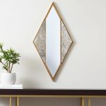 Homeroots - 38" Brass And Silver Mixed Metal Diamond Accent Mirror