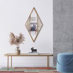 Homeroots - 38" Brass And Silver Mixed Metal Diamond Accent Mirror - Image 8