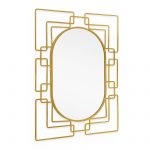 Homeroots - 36" Gold Metal Geometric Oval Accent Mirror - Image 2