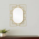 Homeroots - 36" Gold Metal Geometric Oval Accent Mirror