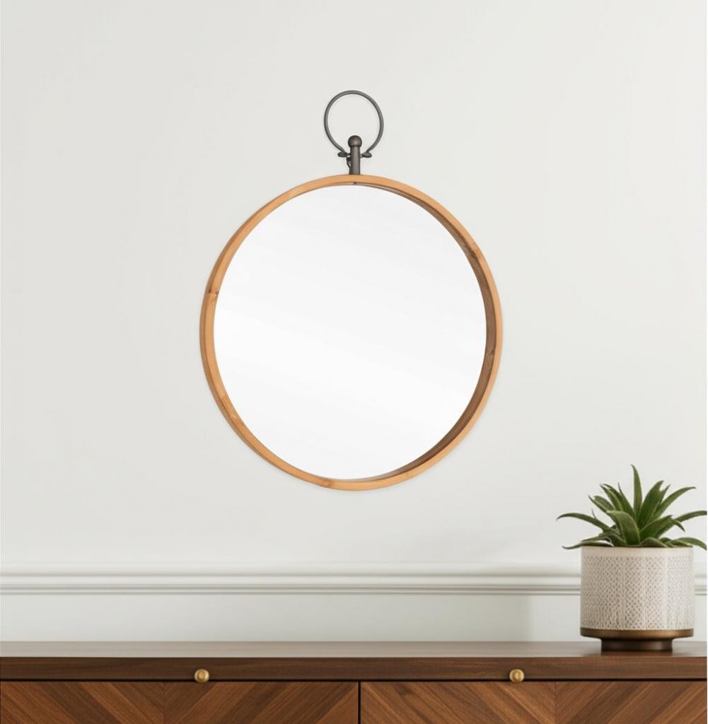 Homeroots - 30" Bronze Round Metal Framed Accent Mirror