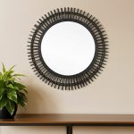 Homeroots - 31" Black Bamboo Pierced Round Accent Mirror
