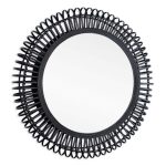 Homeroots - 31" Black Bamboo Pierced Round Accent Mirror - Image 2