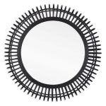 Homeroots - 31" Black Bamboo Pierced Round Accent Mirror - Image 3
