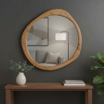 Homeroots - 32" Brown Abstract Wood Framed Accent Mirror