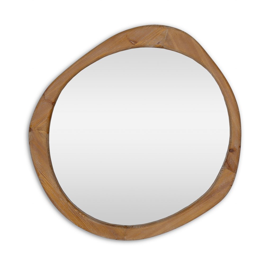 Homeroots - 32" Brown Abstract Wood Framed Accent Mirror