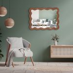 Homeroots - 32" Brown Wood Wavy Scalloped Accent Mirror - Image 7