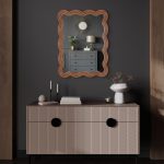 Homeroots - 32" Brown Wood Wavy Scalloped Accent Mirror - Image 6
