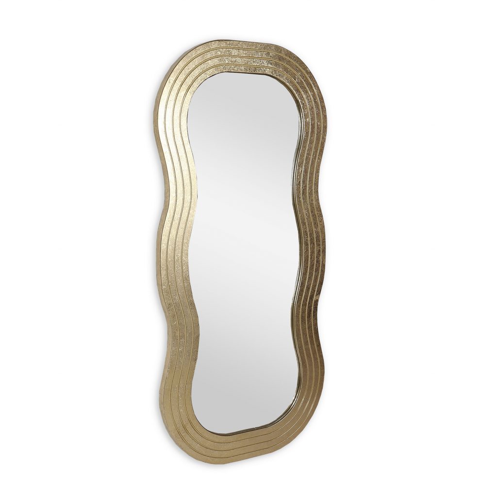 Homeroots - 48" Gold Wood Abstract Accent Mirror