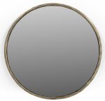Homeroots - 30" Brass Round Iron Framed Accent Mirror