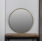 Homeroots - 30" Brass Round Iron Framed Accent Mirror - Image 2