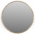 Homeroots - 24" Brass Round Iron Framed Accent Mirror