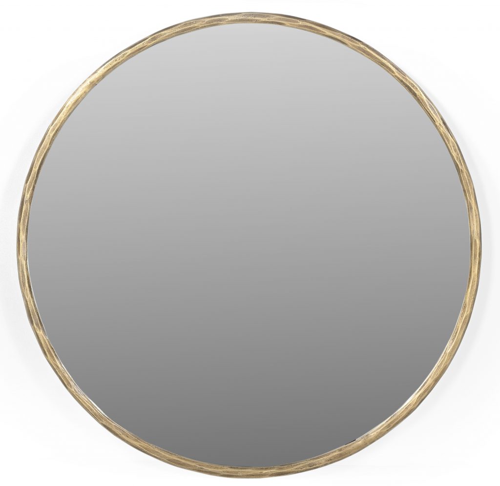 Homeroots - 24" Brass Round Iron Framed Accent Mirror