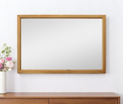 Homeroots - 40" Natural Solid Wood Framed Mounted Accent Mirror