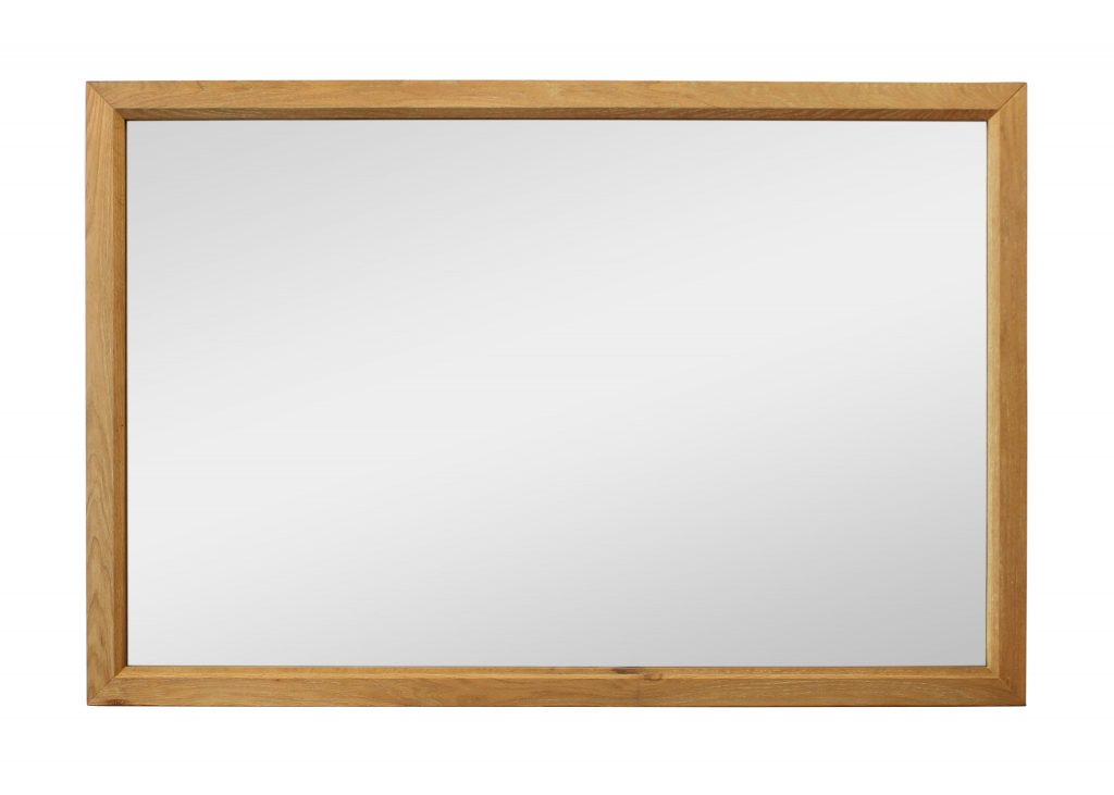 Homeroots - 40" Natural Solid Wood Framed Mounted Accent Mirror