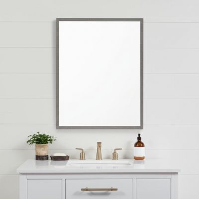 Homeroots - 42" Gray Framed Bathroom Vanity Mirror