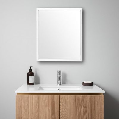 Homeroots - 32" White Framed Bathroom Vanity Mirror