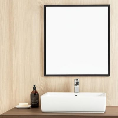 Homeroots - 42" Espresso Framed Bathroom Vanity Mirror